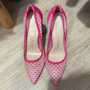 Stuart Weitzman Hot Pink and Light Pink Patterned Pointed Pumps